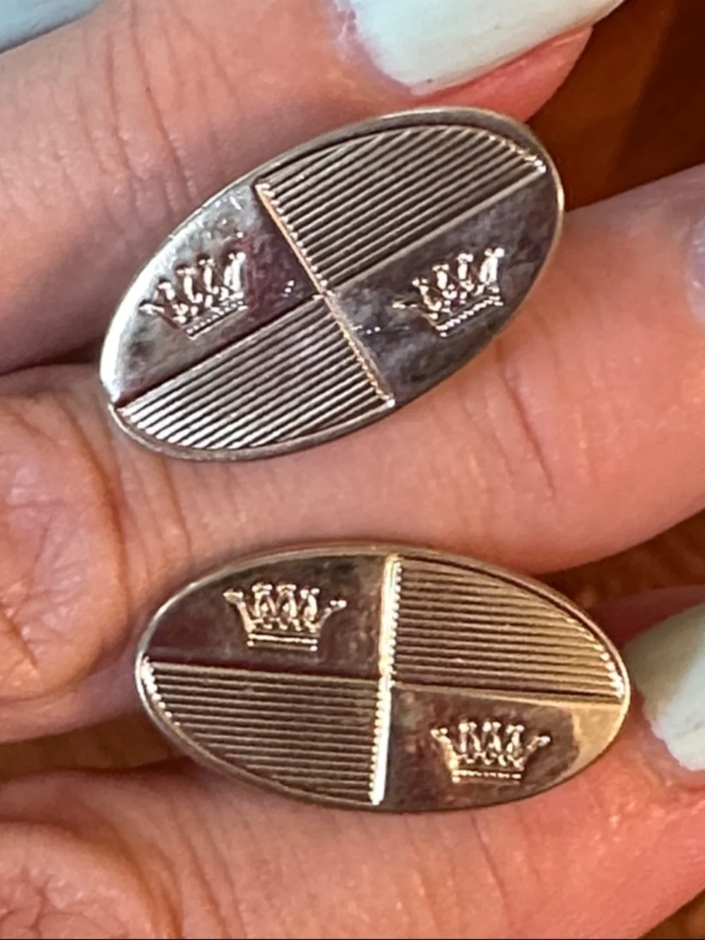 Vintage‎ Mid Century Oval Cufflinks with Crowns